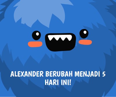 Monster kecil berusia lima tahun blue whimsical-color-block