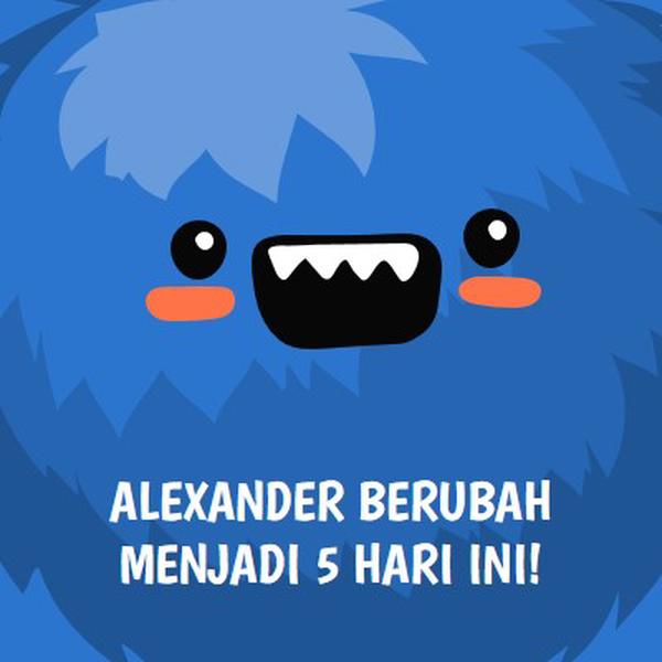 Monster kecil berusia lima tahun blue whimsical-color-block