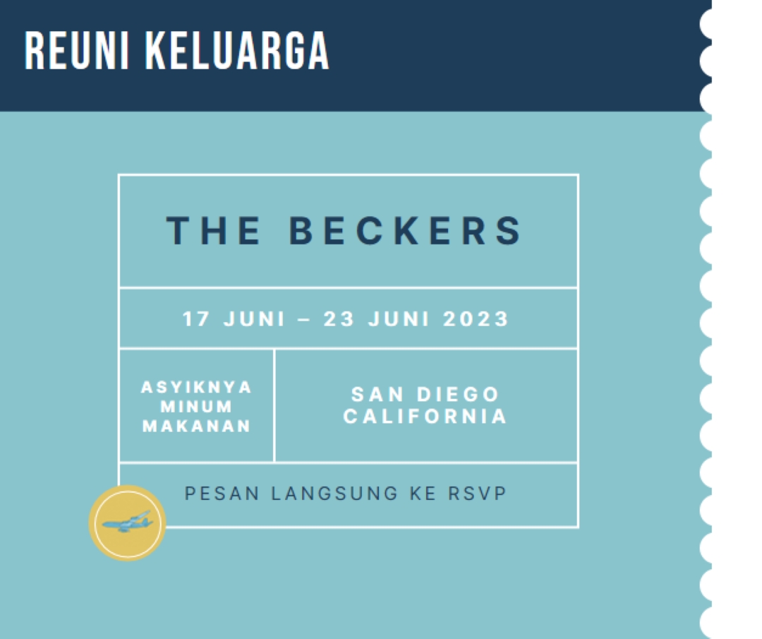 Tiket ke reuni blue modern-bold