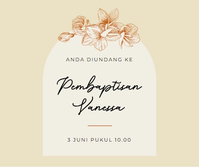 Undangan pembaptisan yellow vintage-botanical