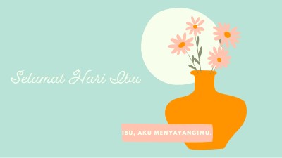 Ibu, aku mencintaimu blue whimsical-line