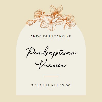 Undangan pembaptisan yellow vintage-botanical