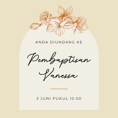 Undangan pembaptisan yellow vintage-botanical