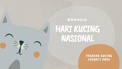 Selamat Hari Kucing Nasional gray organic-simple