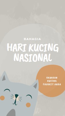 Selamat Hari Kucing Nasional gray organic-simple