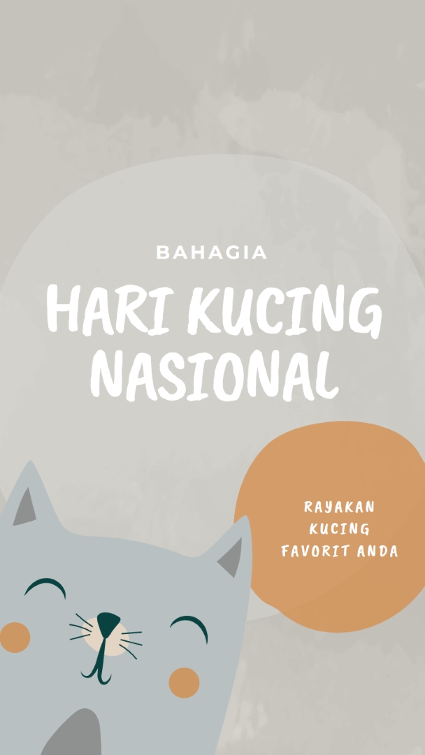 Selamat Hari Kucing Nasional gray organic-simple