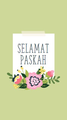 Bloomer Paskah green whimsical-line