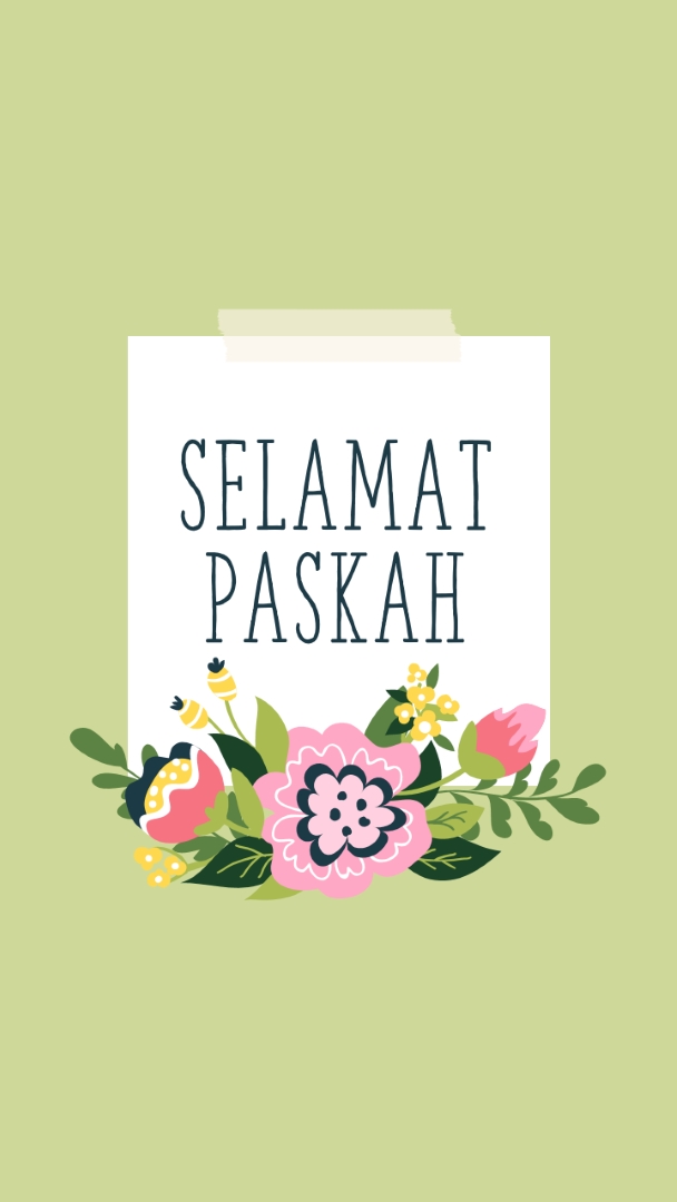 Bloomer Paskah green whimsical-line