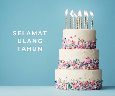 Selamat ulang tahun kue blue modern-simple