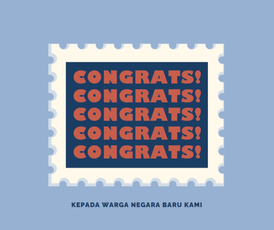 Selamat kepada warga negara baru kami blue modern-simple