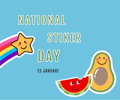 Selamat Hari Stiker Nasional blue whimsical-color-block