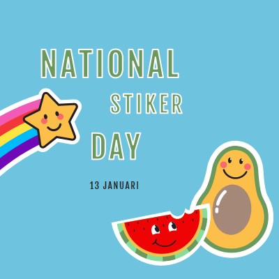 Selamat Hari Stiker Nasional blue whimsical-color-block