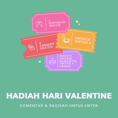 Pemberian hadiah Hari Valentine green bright,playful,tickets,retro,shape,overlapping