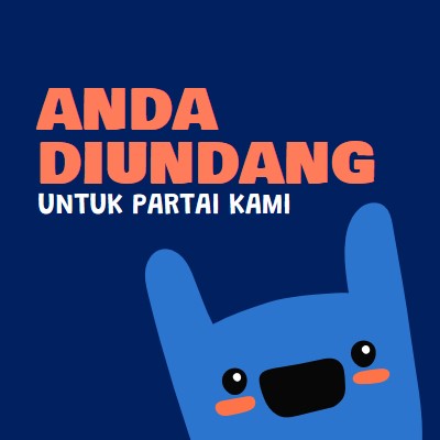 Anda diundang ke pesta kami blue whimsical,bold,monster