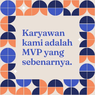 Kartu terima kasih karyawan blue simple,retro,frame,shapes,fun,geometric