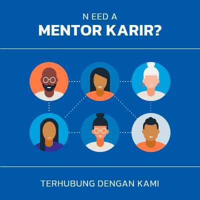 Butuh mentor karir? blue simple,clean,illustration,circles,bold,graphic