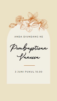 Undangan pembaptisan yellow vintage-botanical