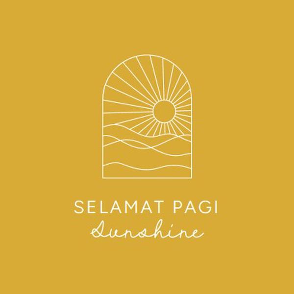 Selamat pagi, sinar matahari yellow modern,minimal,lines,simple,waves,sun