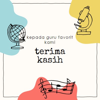 Kartu ucapan terima kasih guru sekolah gray clean,colorful,sketch,asymmetrical,school,shape