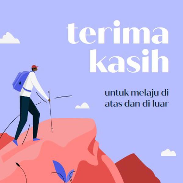 Kartu terima kasih kepada karyawan blue simple,inspiring,mountain,graphic,illustration,bold