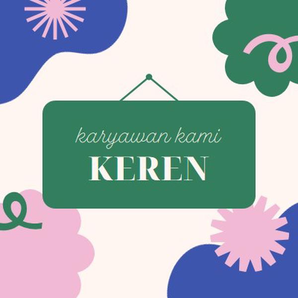 Kartu terima kasih untuk karyawan perusahaan green organic,playful,sign,bold,floral,geometric