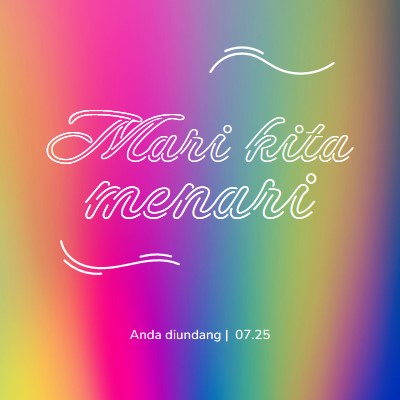 Mari kita menari, Anda diundang pink bold,bright,typographic