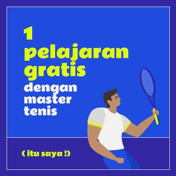 Pelajaran gratis dengan master tenis blue vibrant,bold,block,frame,graphic,bright