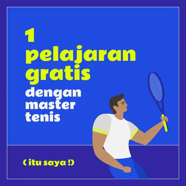 Pelajaran gratis dengan master tenis blue vibrant,bold,block,frame,graphic,bright