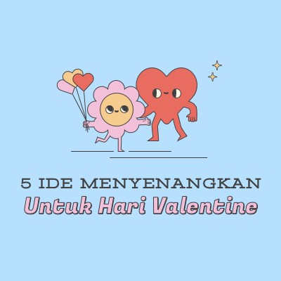 5 ide Hari Valentine yang menyenangkan blue retro,colorful,characters,bright,fun,cute