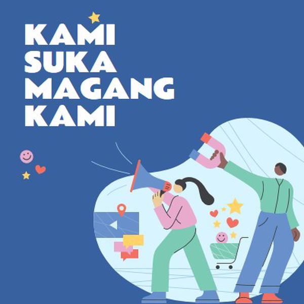 Kartu terima kasih untuk magang blue bold,whimsical,illustration,shape,fun,graphic