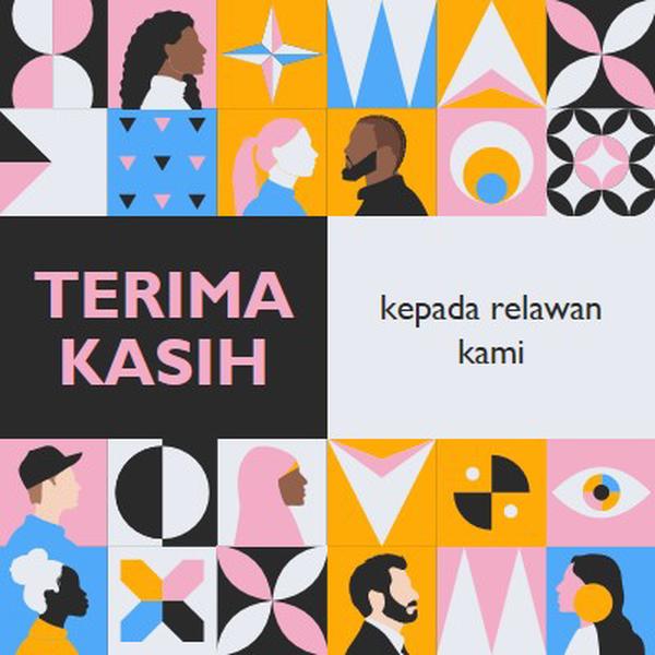 Kartu terima kasih kepada relawan pink fun,geometric,pattern,graphic,illustration,symmetrical