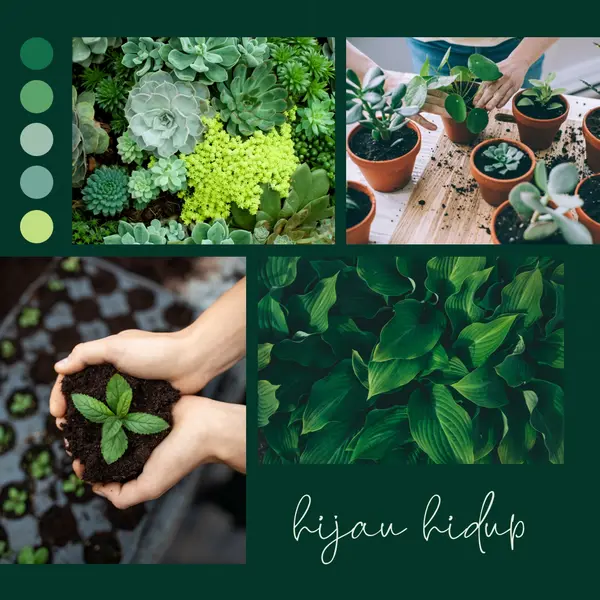 Hidup jempol hijau green photographic,simple,collage,palette,handwriting,graphic