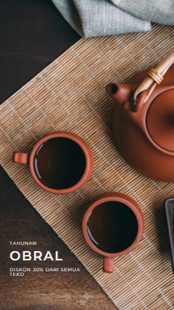 Upacara minum teh brown modern-simple