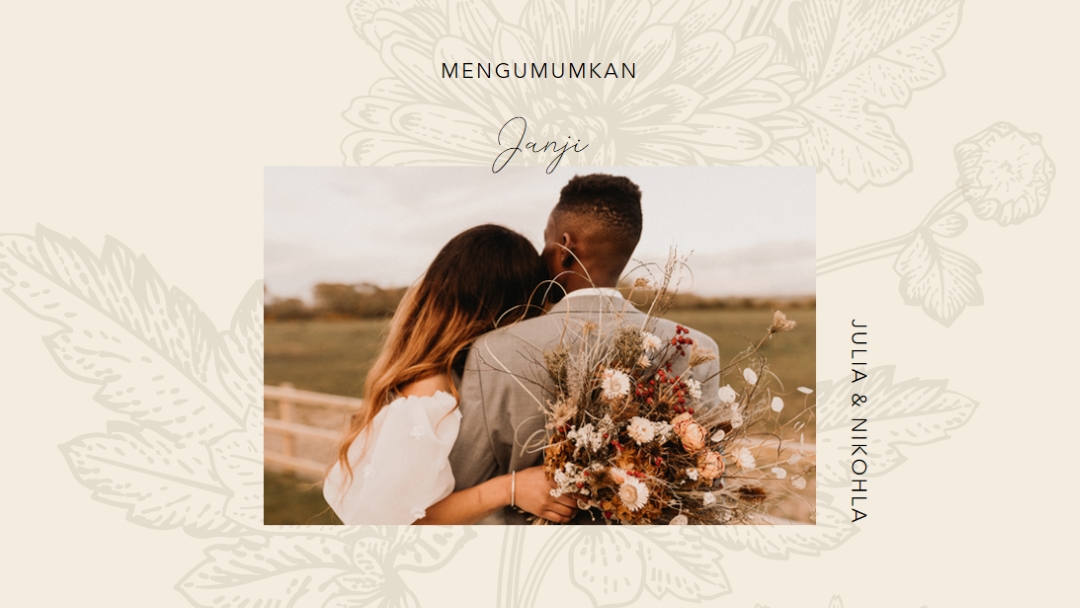 Pengumuman keterlibatan white vintage-botanical