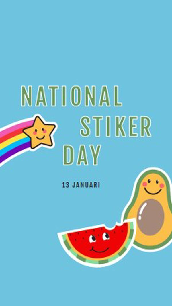 Selamat Hari Stiker Nasional blue whimsical-color-block