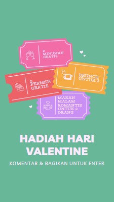 Pemberian hadiah Hari Valentine green bright,playful,tickets,retro,shape,overlapping