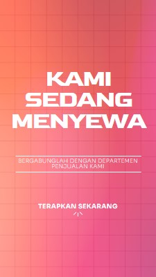 Kami sedang menyewa - bergabunglah dengan kami! pink simple,bold,gradient,grid,minimal,bright