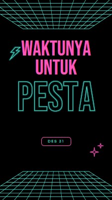 Waktunya berpesta black bold,neon,outline,grid,sci-fi