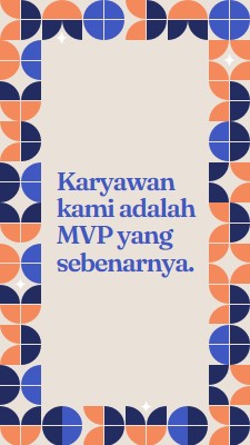 Kartu terima kasih karyawan blue simple,retro,frame,shapes,fun,geometric