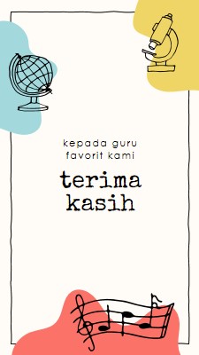 Kartu ucapan terima kasih guru sekolah gray clean,colorful,sketch,asymmetrical,school,shape