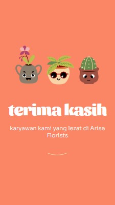 Kartu terima kasih untuk karyawan orange bright,simple,plants,cute,fun,graphic