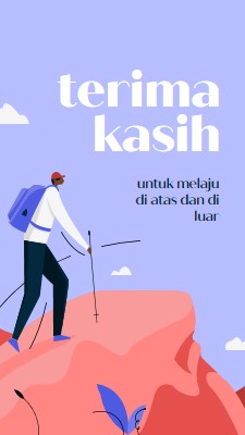 Kartu terima kasih kepada karyawan blue simple,inspiring,mountain,graphic,illustration,bold