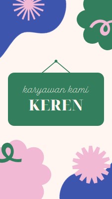 Kartu terima kasih untuk karyawan perusahaan green organic,playful,sign,bold,floral,geometric