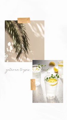 Getaran koktail tropis white photographic,collage,minimal,scrapbook,handwriting,botanical,