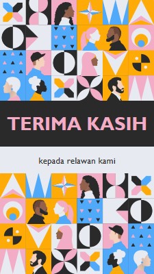 Kartu terima kasih kepada relawan pink fun,geometric,pattern,graphic,illustration,symmetrical