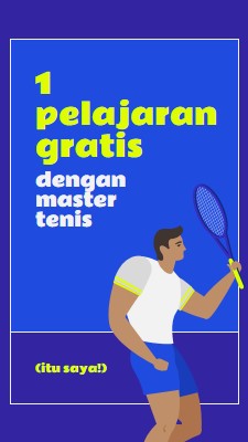 Pelajaran gratis dengan master tenis blue vibrant,bold,block,frame,graphic,bright