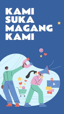 Kartu terima kasih untuk magang blue bold,whimsical,illustration,shape,fun,graphic