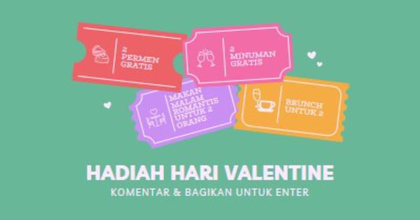 Pemberian hadiah Hari Valentine green bright,playful,tickets,retro,shape,overlapping