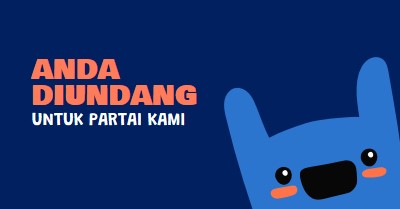 Anda diundang ke pesta kami blue whimsical,bold,monster