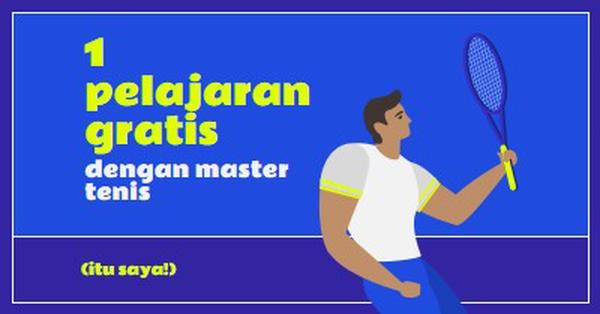 Pelajaran gratis dengan master tenis blue vibrant,bold,block,frame,graphic,bright